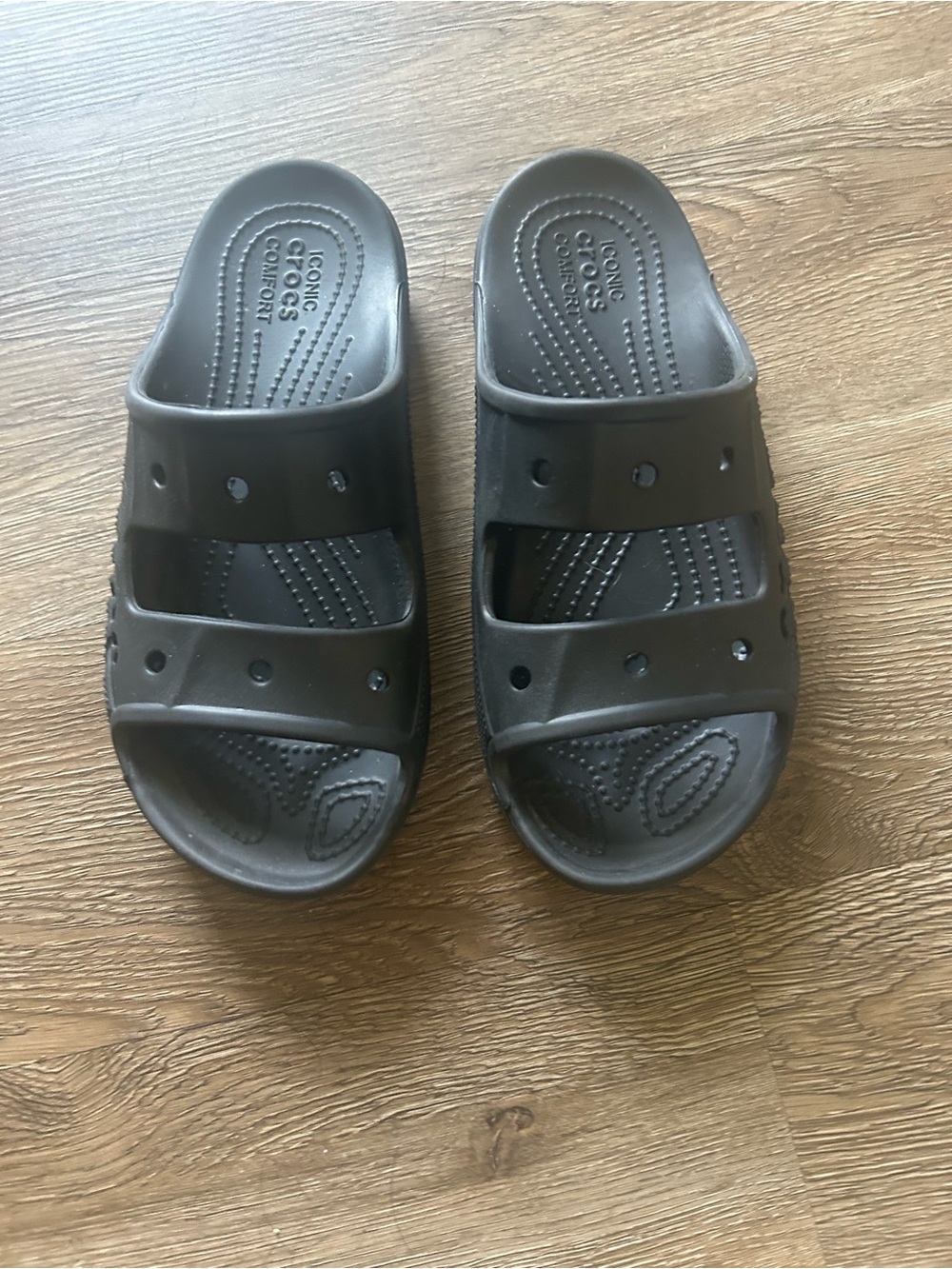CROCS Brown Triple-Strap Comfort Slides